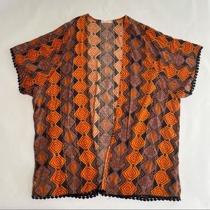 Heart & Hips Open front Pom Pom Kimono Cover Up